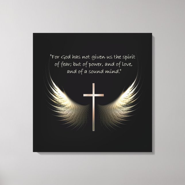 Christian Spirit och Kor 2 Timothy 1:7 Scripture Canvastryck (Framsida)
