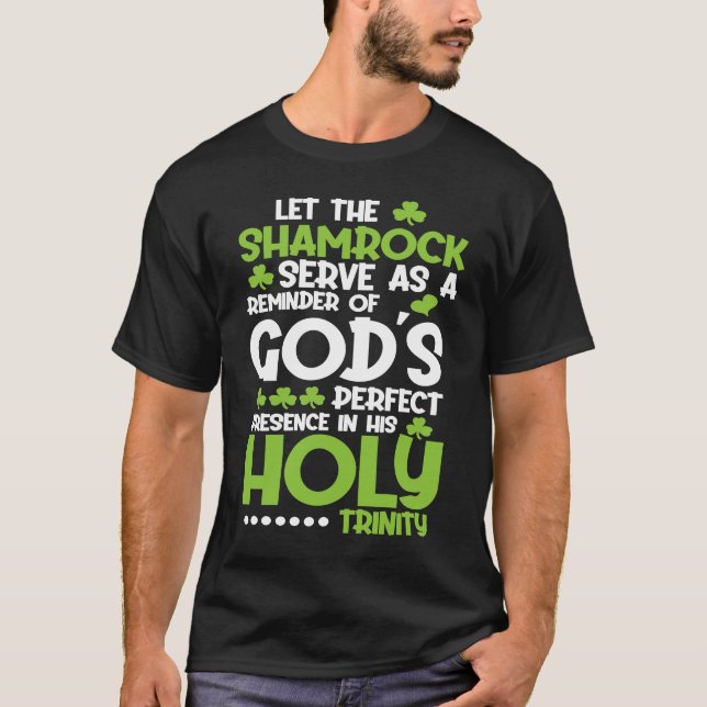 Christian St Patricks Day   Shamrock Holy Trinity T Shirt (Framsida)