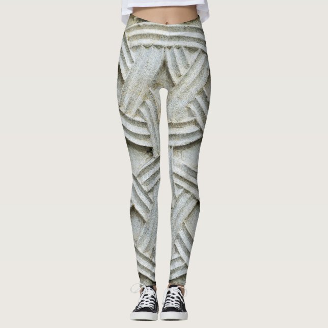 Christian Stone Carving Ancient Mönster Leggings (Framsida)