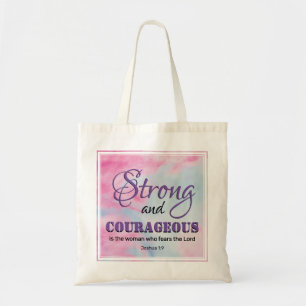 Christian STRONG OCH COURAGEOUS Bible Verse Tygkasse