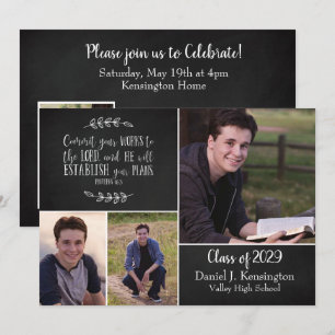 Christian Studenten Bible Verse 3 Photo Collage Inbjudningar