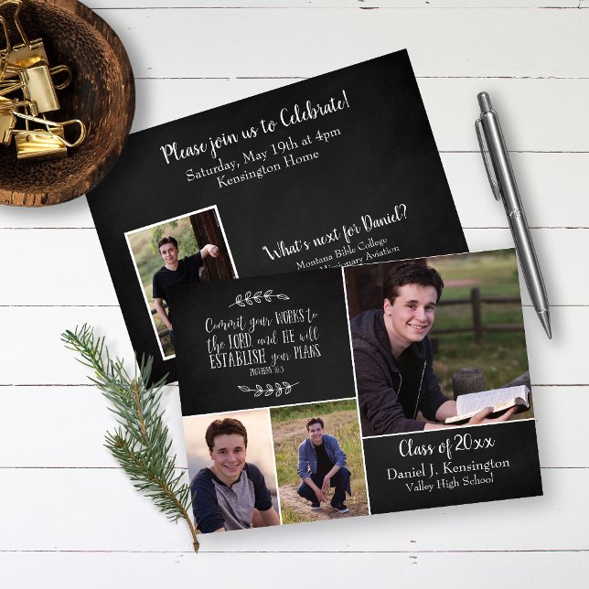 Christian Studenten Bible Verse Photo Collage Inbjudningar (Skapare uppladdad)