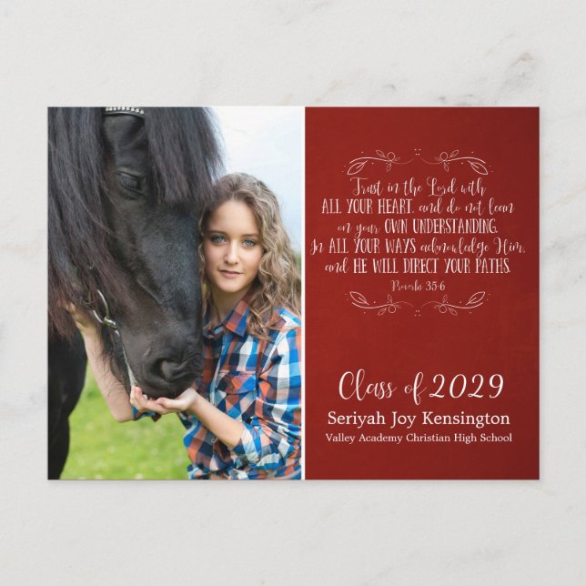 Christian Studenten Bible Verse | Rustic Red Vykort (Framsida)