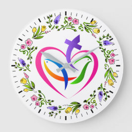 Christian Symbols Clock Stor Klocka