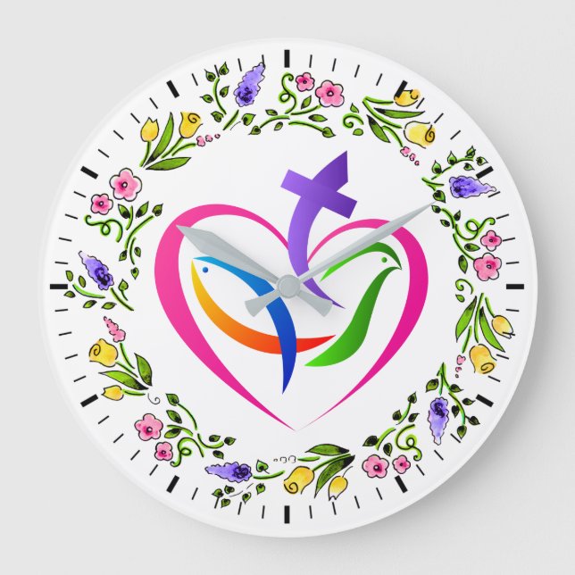 Christian Symbols Clock Stor Klocka (Framsida)