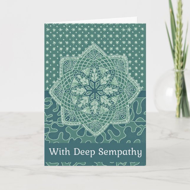 Christian Sympathy Card Grönt Doodle Design Tack Kort (Framsida)