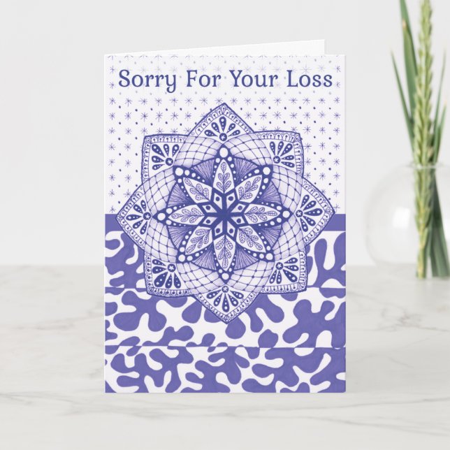 Christian Sympathy Card Lila Doodle Design Tack Kort (Framsida)