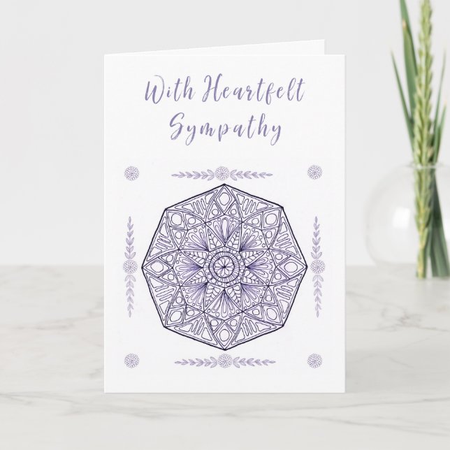 Christian Sympathy Card med Lila Medallion Kort (Framsida)