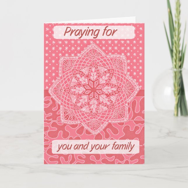 Christian Sympathy Card Rosa Doodle Design Tack Kort (Framsida)