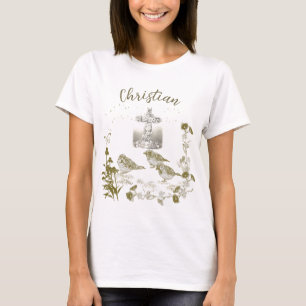 Christian T-Shirt Blommigt Kor w Birds & Flowers