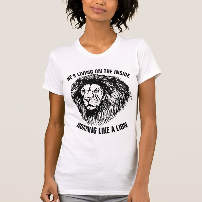 Christian T-Shirts, ROARING LIKE A LEJON T-Shirt (Framsida)