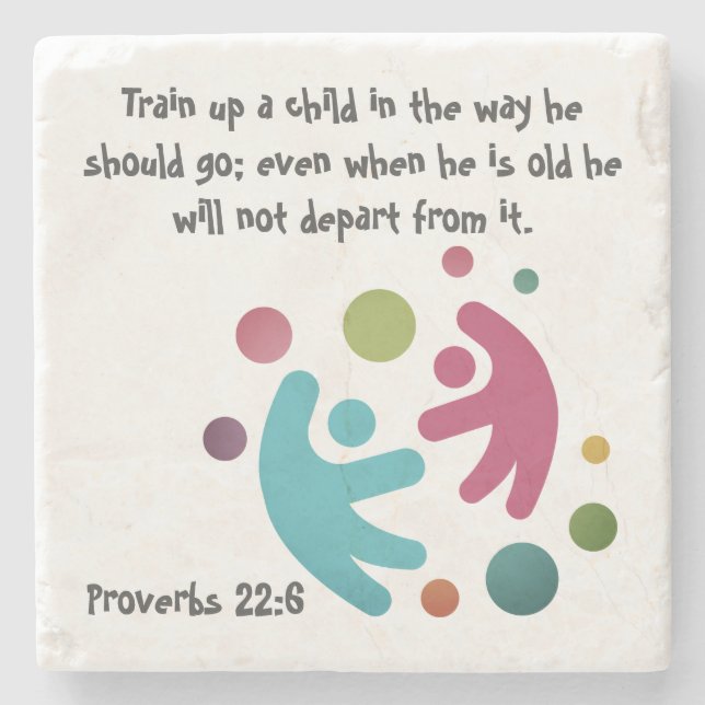 Christian Teacher Gift Proverbs 22:6 Verse Stenunderlägg (Framsidan)