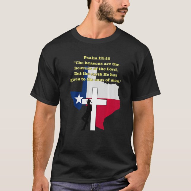 Christian Texas Cowboy Religiösa Prayer Jesus Bibl T Shirt (Framsida)
