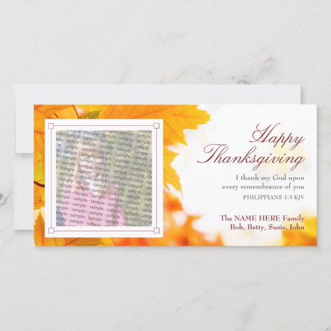 Christian Thanksgiving Photo Card Julkort (Framsida)