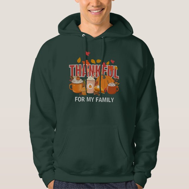 Christian Thanksgiving Pumpkin THANKFUL Family Hoodie (Framsida)