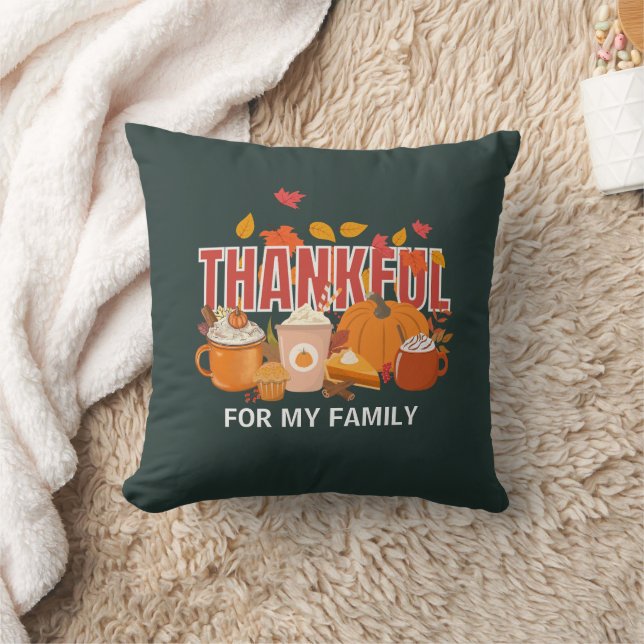 Christian Thanksgiving Pumpkin THANKFUL Family Kudde (Filt)
