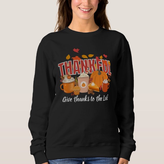 Christian Thanksgiving Pumpkin THANKFUL T Shirt (Framsida)