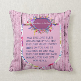 Christian The Blessing Rosa Blommigt Bible Verse Kudde