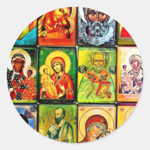 Christian Theme Religiösa Sticker Runt Klistermärke