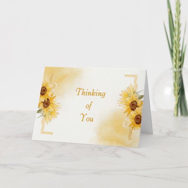 Christian Thinking of You Card with Sunflowers Tack Kort (Framsida)