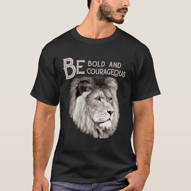 Christian Top Lion Be Bold Courageous Scripture Bi T Shirt (Framsida)