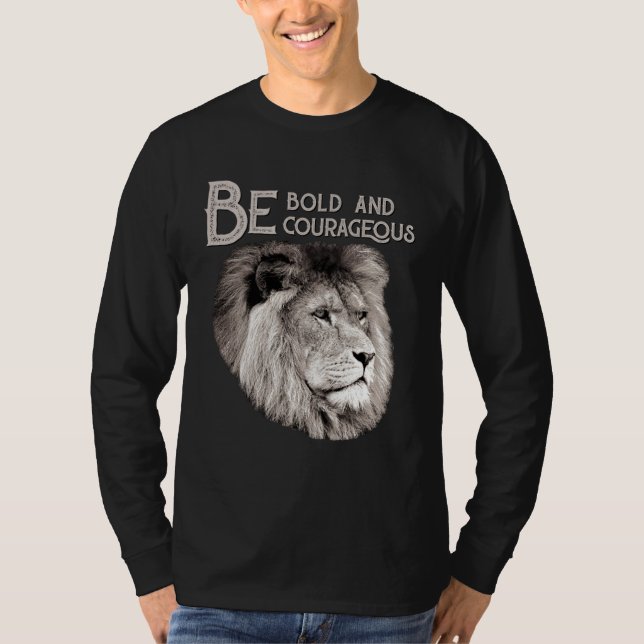 Christian Top Lion Be Bold Courageous Scripture Bi T Shirt (Framsida)