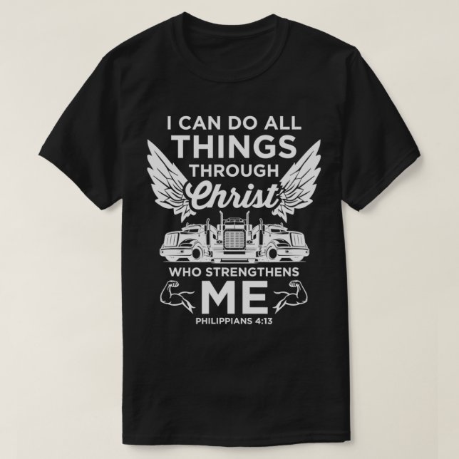 Christian Trucker Do All Sak Lastbil Driver T Shirt (Design framsida)