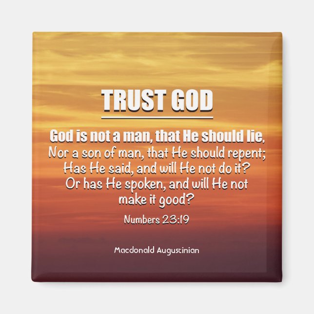 Christian TRUST GOD Numbers 23:19 Magnet (Framsidan)