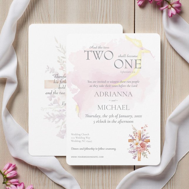 Christian Two Become One Watercolor Inbjudningar (Skapare uppladdad)