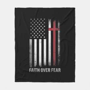 Christian US USA flagga American Jesus Faith Over  Fleecefilt