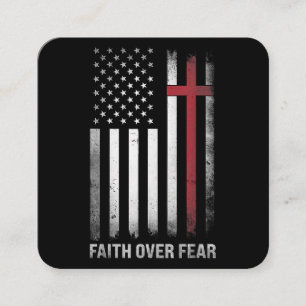 Christian US USA flagga American Jesus Faith Over Fyrkantigt Visitkort