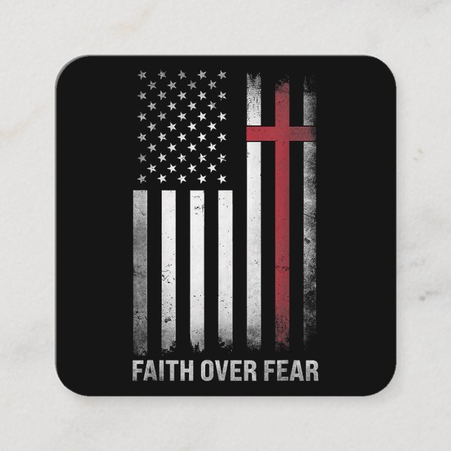 Christian US USA flagga American Jesus Faith Over  Fyrkantigt Visitkort (Framsida)