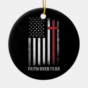 Christian US USA flagga American Jesus Faith Over Julgransprydnad Keramik