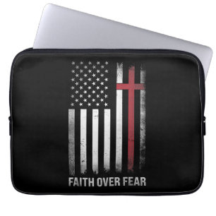 Christian US USA flagga American Jesus Faith Over  Laptop Fodral