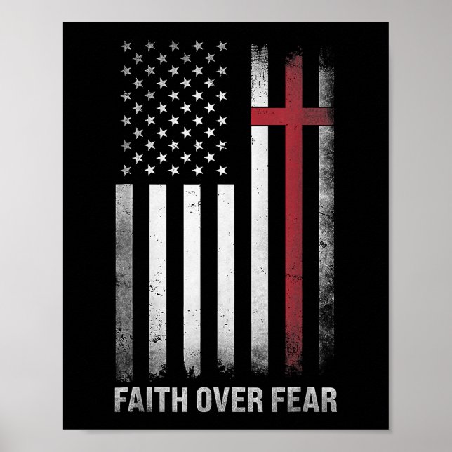 Christian US USA flagga American Jesus Faith Over  Poster (Framsidan)