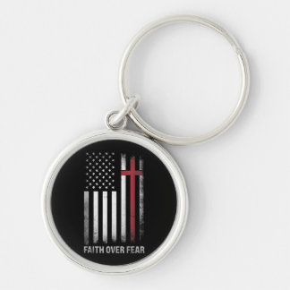 Christian US USA flagga American Jesus Faith Over Rund Silverfärgad Nyckelring