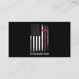 Christian US USA flagga American Jesus Faith Over Visitkort