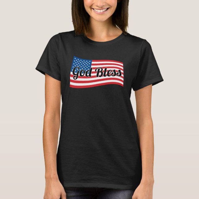 Christian USA Patriotic  God Bless America Flag T Shirt (Framsida)