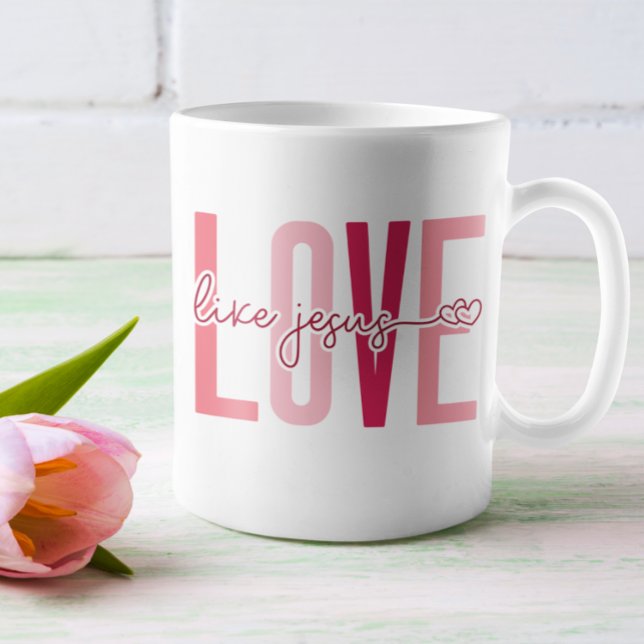 Christian Valentine Day Initialer Kärlek som Jesus Kaffemugg (You & your sweethearts initials can be added to the mug.)