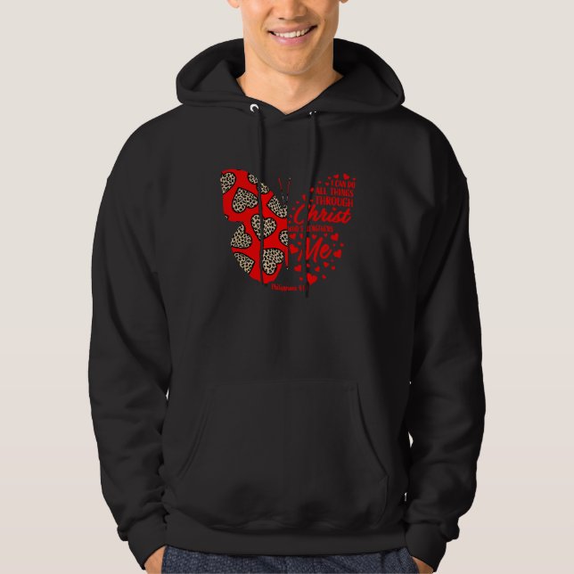 Christian Valentine's Day  Her Cheetah Print Butte Hoodie (Framsida)
