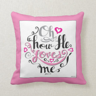 Christian Valentines day Jesus Kärlek Me Rosa Whit Kudde