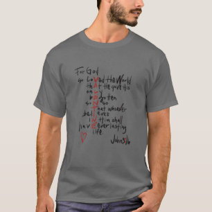 Christian Valentines John 3:16 för Gud så älskad T Shirt