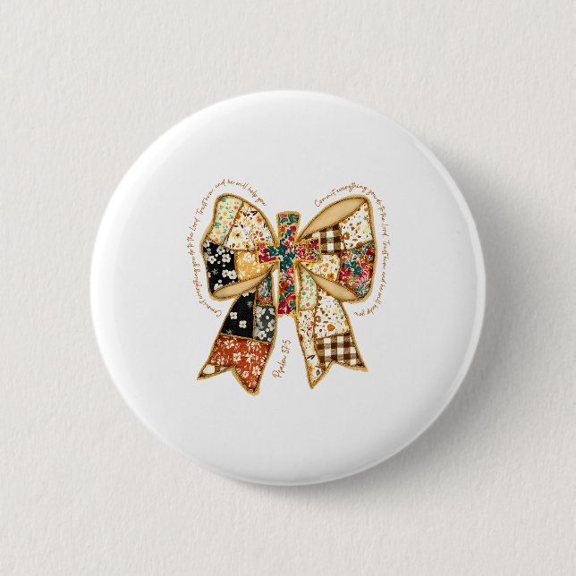 Christian Verse Bible Jesus Coquette Bow Patchwork Knapp (Framsida)