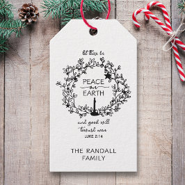 Christian Verse Peace on Earth Hand plockade Wande Presentetikett