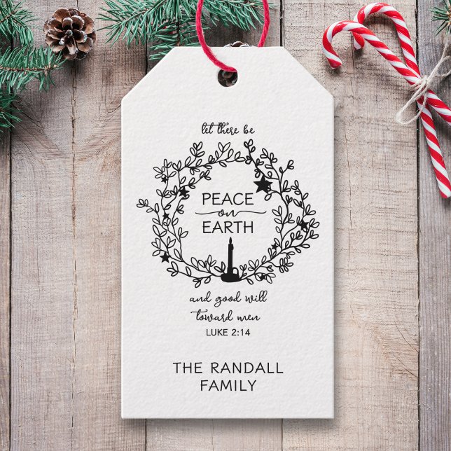 Christian Verse Peace on Earth Hand plockade Wande Presentetikett (A beautiful way to share faith, joy, and love with friends and relatives this holiday season.)