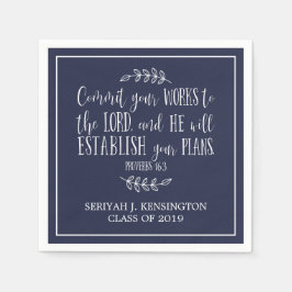 Christian Verse Typography Navy Blue Studenten Pappersservett