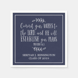 Christian Verse Typography Navy Blue Studenten Pappersservett