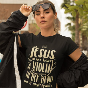 Christian Violinist Support Matching Family T Shirt