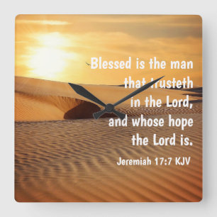 Christian Wall Clock Jeremiah 17:7 Fyrkantig Klocka