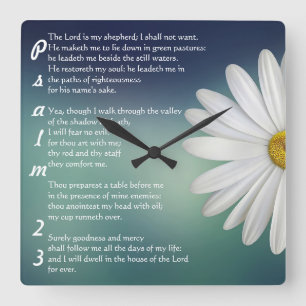 Christian Wall Clock Psalm 23 Fyrkantig Klocka